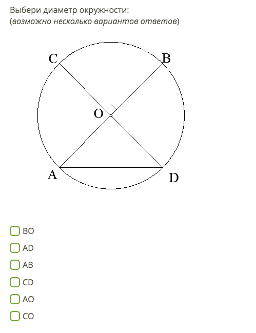 Укажи диаметр окружности. Выбери диаметр окружности. Выбери диаметр окружности возможно несколько вариантов ответов. Выбери хорду окружности возможно несколько вариантов ответов. Выбери радиус окружности возможно несколько вариантов ответов.